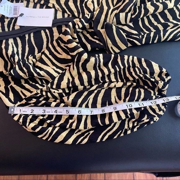 Faithfull Dress Ilia Animal Tie Mini Amaia Zebra Print Pale Yellow M 6 NWT - Picture 10 of 15